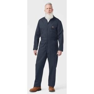 Dickies Men's Performance Coveralls Navy Flex Temp Control Polyester ~ Lg Tall